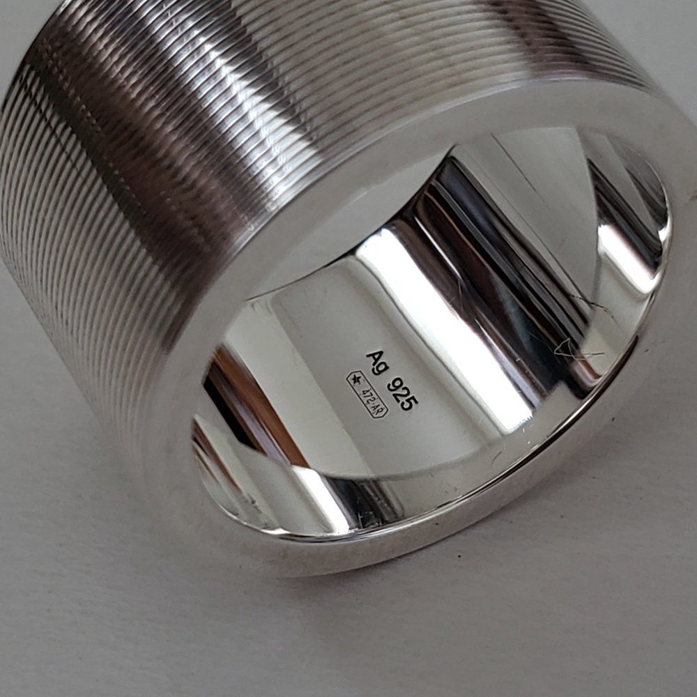 Gucci Trademark Stripes Sterling Silver Ring Size 6.5 Italian Size 14 - Picture 5 of 8